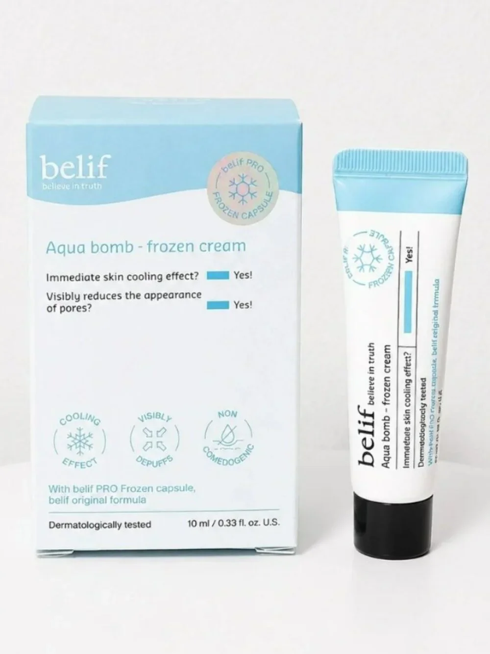 belif Aqua Bomb Frozen Cream - Light Blue Cooling Face Gel